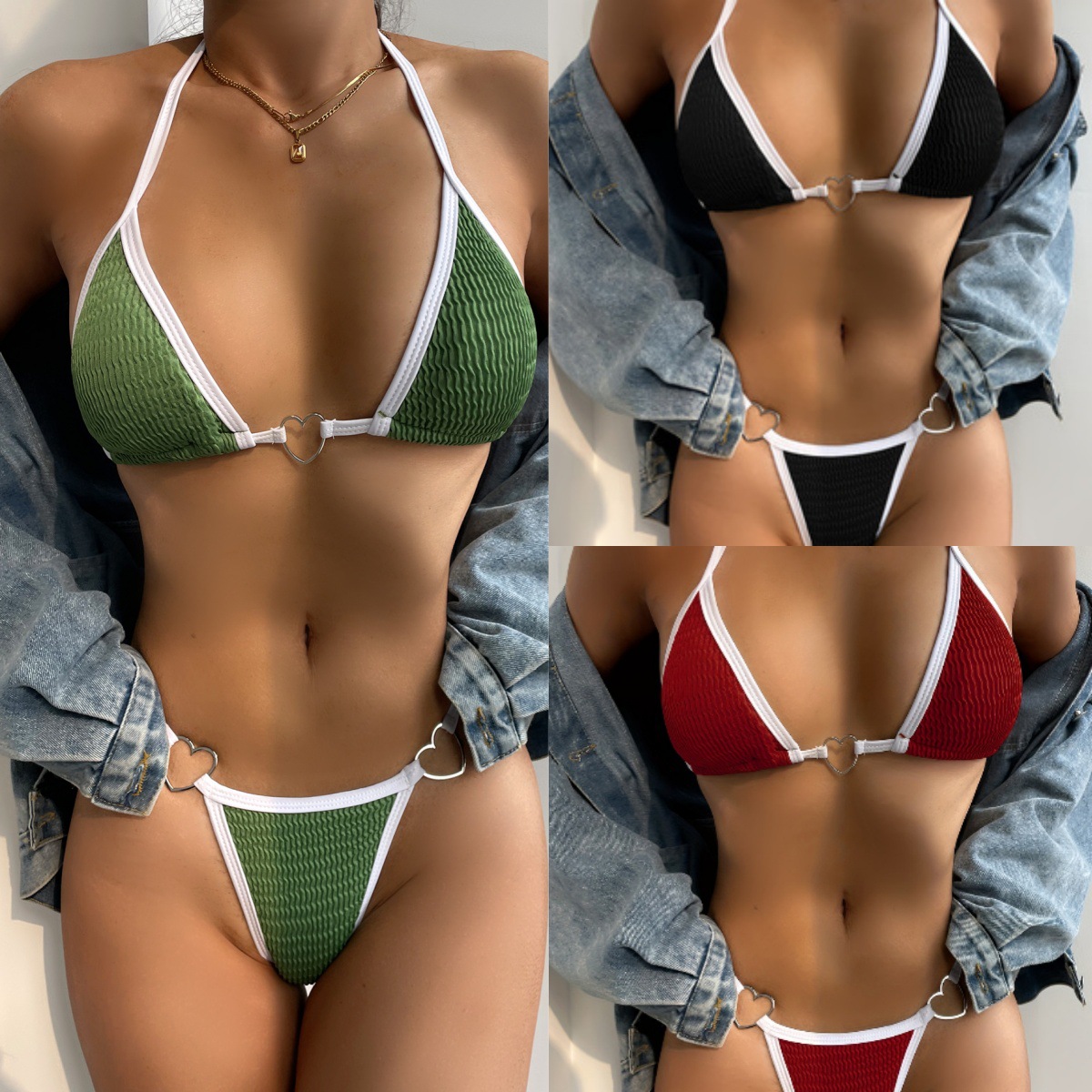 Europe and the United States new sexy three-point hanging neck strap love bikini AliExpress explosion swimsuit swimsuit 115
