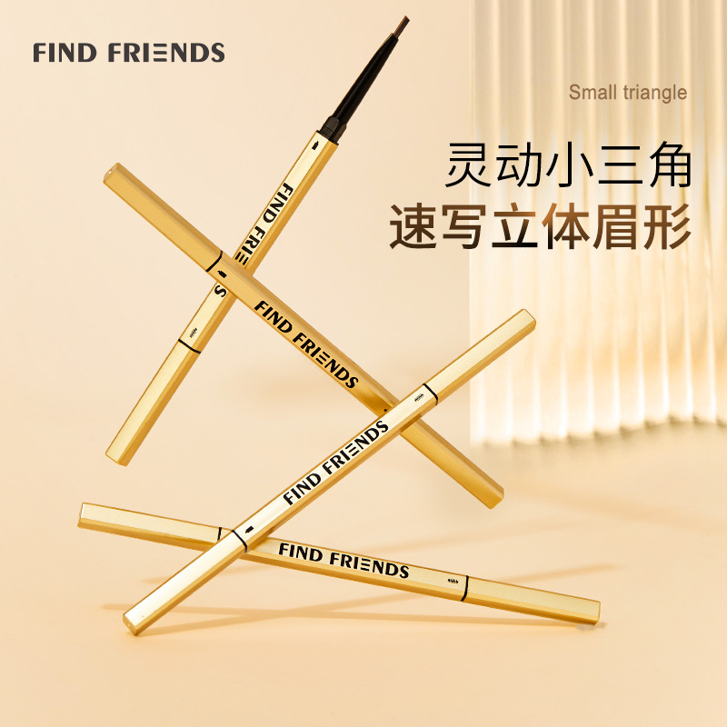 Small gold bar double eyebrow pencil hard core wild eyebrow lasting non-decolorization triangle very thin eyebrow pencil waterproof non-blooming wholesale