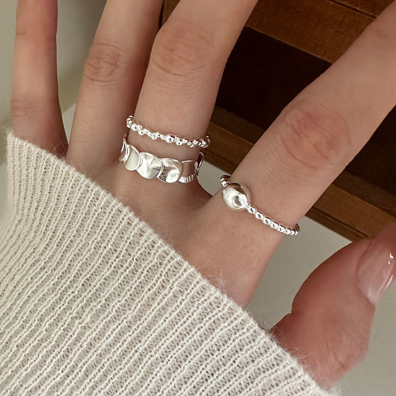 Recent Hot Selling Ring s925 Full Body Sterling Silver Combination Stacked Ring Wholesale Simple Joker Live