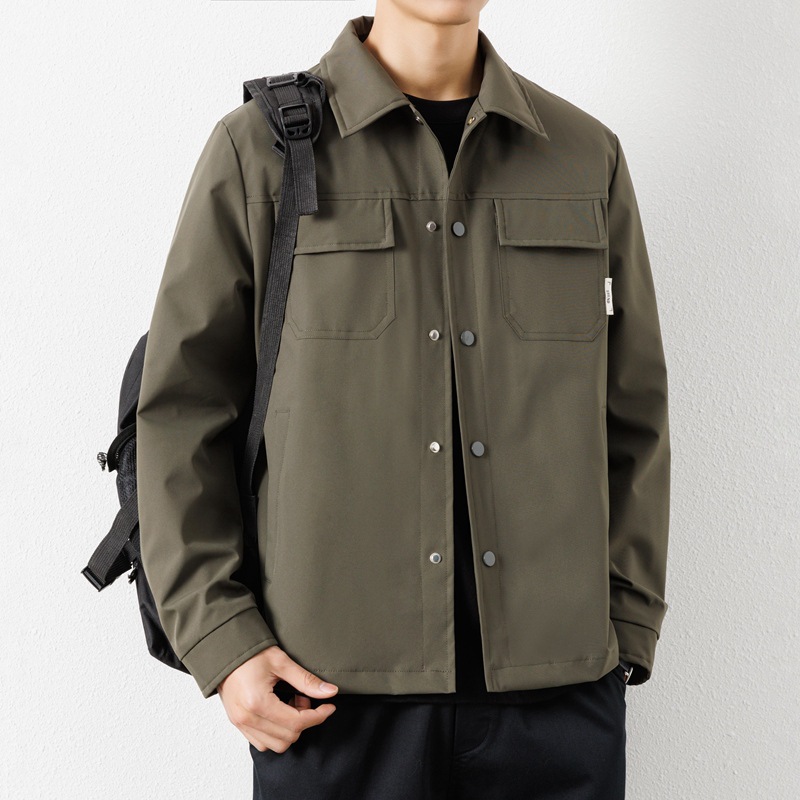 Men's Spring and Autumn New Casual All-match Jacket Fashionable Lapel Coat Multi-pocket Workwear Handsome Top