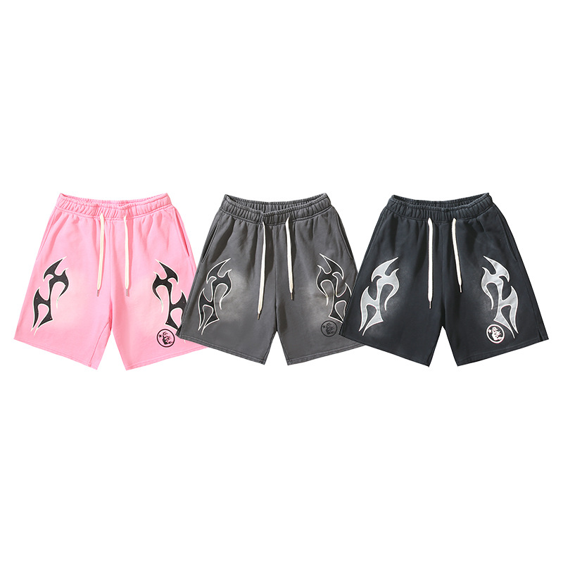 Correct European and American Hellstar Hell Star Hip Hop Loose Men's and Women's Pants 380 High Weight Cotton Shorts