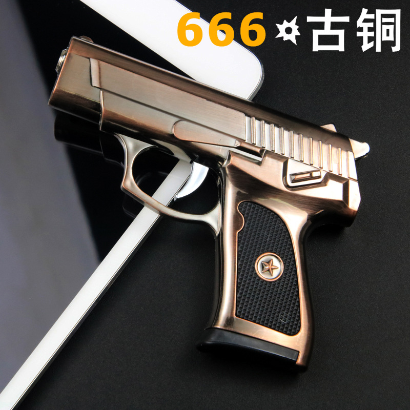 Creative fun gun type straight lighter red flame lighter installed cool essential factory direct wholesale