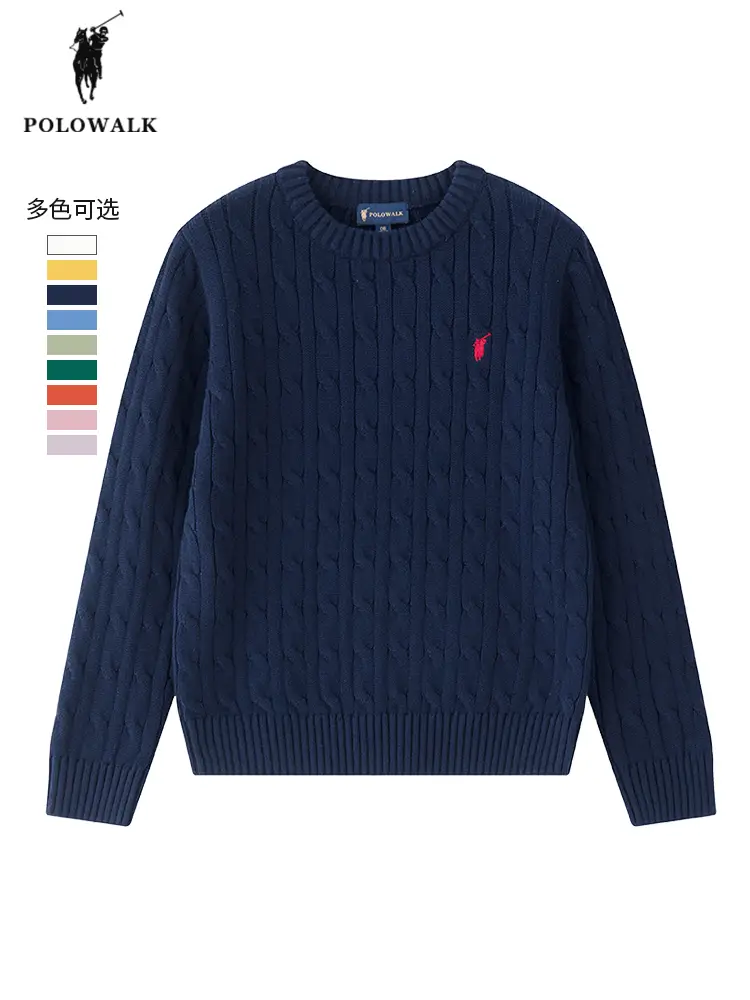 Polowalk Children's Clothing Men's girl Cable Stitch Sweater 2025 Spring New arrival Paul kids pure cotton pullover Knitwear