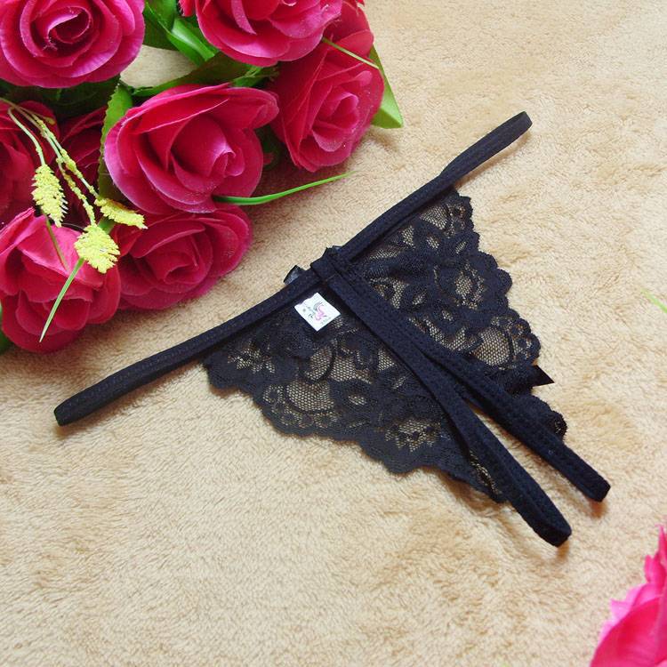 Foreign Trade Sexy Lingerie Sexy Lace Transparent Butterfly Section Open Lace T-pants Women's G-string