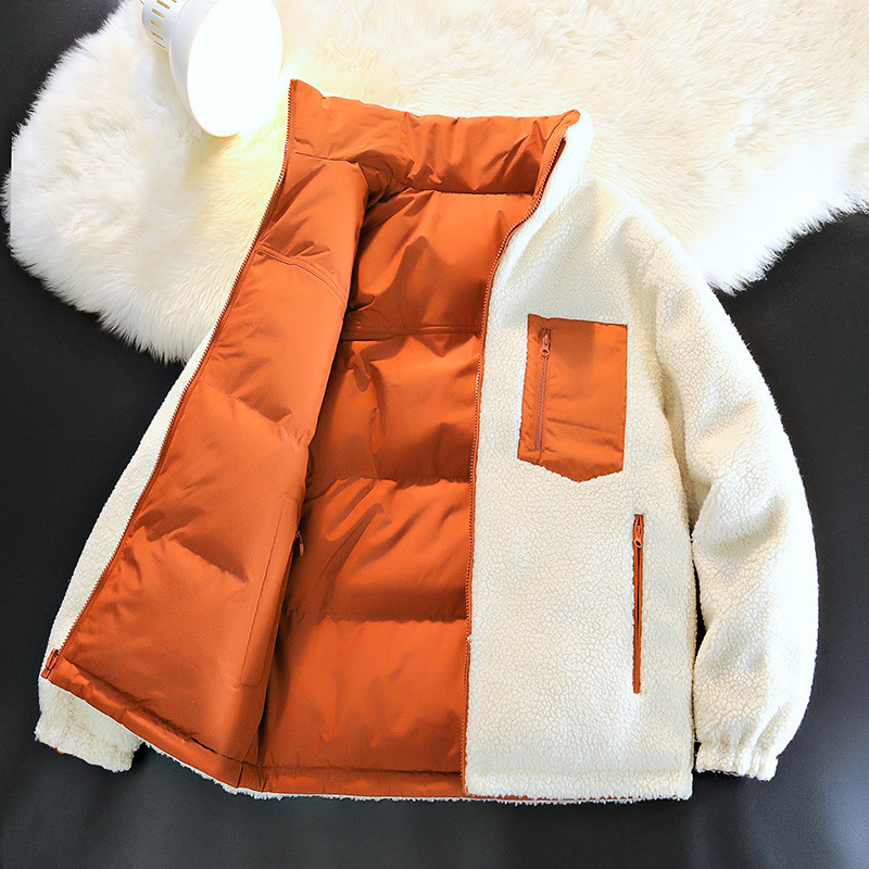 2024 Winter New Double-sided Wearing Lamb Wool Cotton-padded Clothes for Youth Fashion Warm Outdoor Trendy Brand Men's and Women's Couple Top