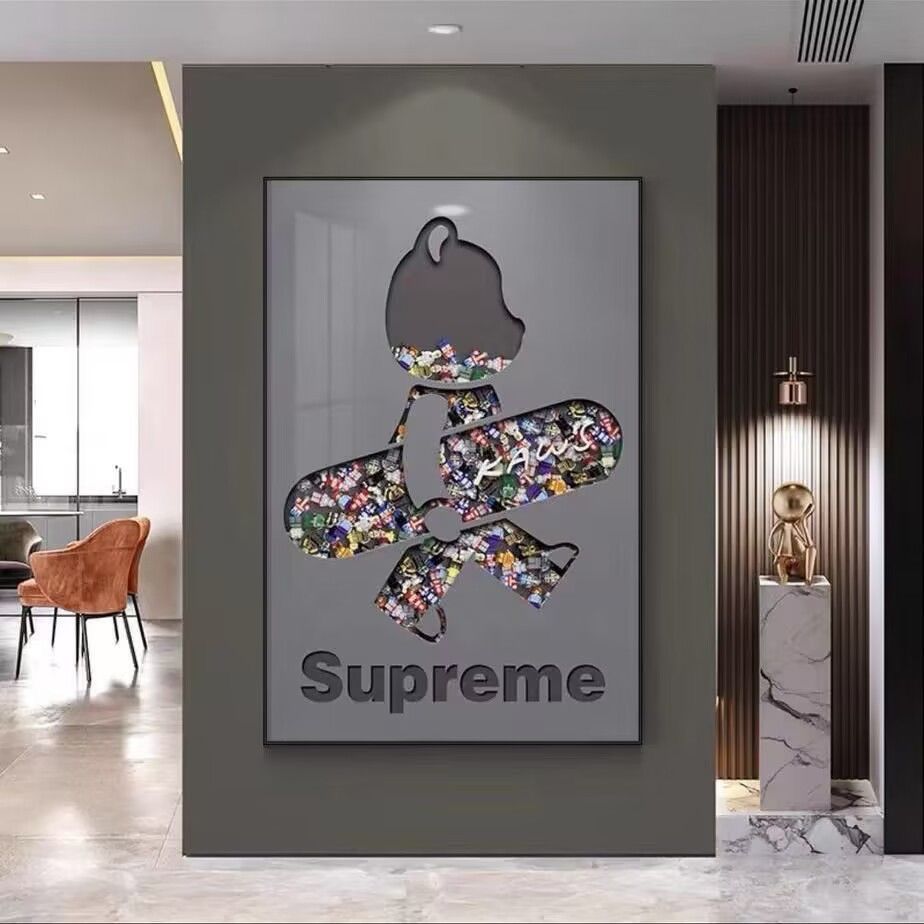 Kaws Building Blocks Corridor Aisle Mural Art Light Luxury Studio Background Wall Bears Trendy Hallway Decorative Painting