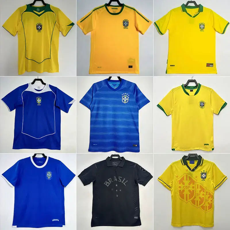 Retro Brazil Home and Away Football Uniforms Men's Game Training Team Uniforms Retro Brazil No. 9 National Team Jersey