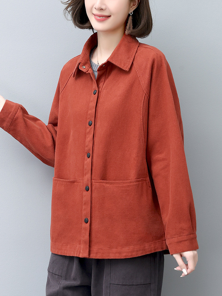 Mother's Coat Women's Spring and Autumn 2024 New Pure Cotton Short Casual Western Style Age-reducing Middle-aged and Elderly Women's Shirt Coat