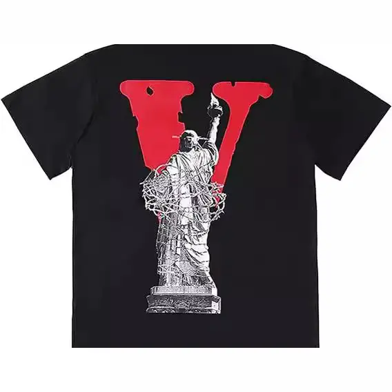 vlone gang樱花大V字母宽松3D休闲潮牌男女同款情侣套头短袖T恤男