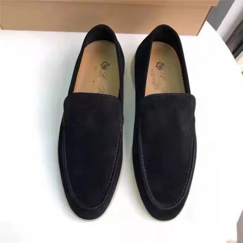 Loro Piana Black Suede Loafers