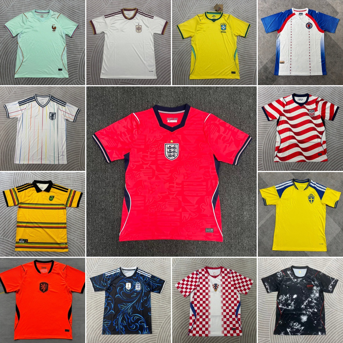 2026 World Cup Jerseys Netherlands Brazil Sweden Jamaica France Barcelona Palestine England Football Uniforms QC-foto från 1688 på Qualit.ly
