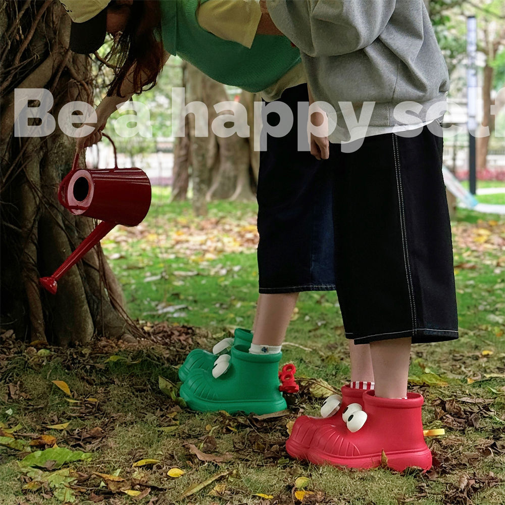 Soft Thick-Soled 2025 New Waterproof Women's Rain Boots, Fashionable and Interesting Big-Eyed Four-Season Rain Boots, Cute Round-Toe Water Shoes