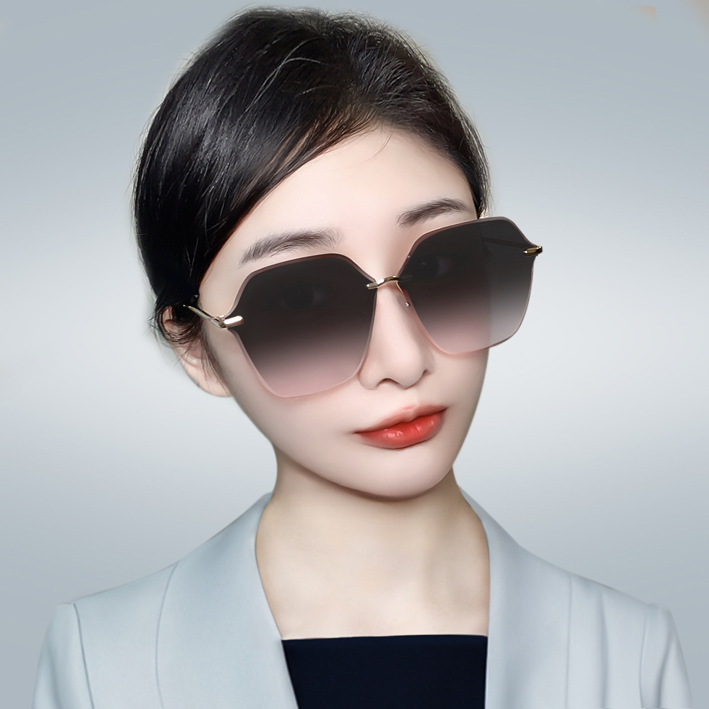 Retro frameless trim sunglasses women's metal glasses trendy sunglasses fashion Internet-famous gradient sunglasses manufacturers
