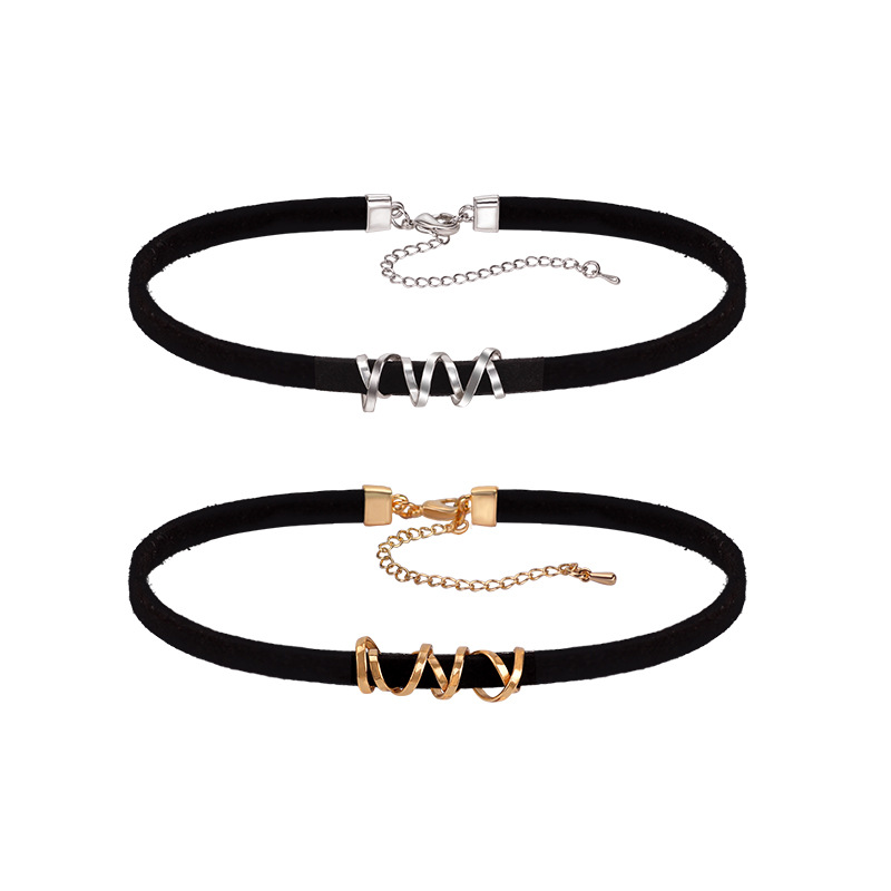 Factory direct black collar choker necklace Korean clavicle chain female personality neckband spiral necklace for women