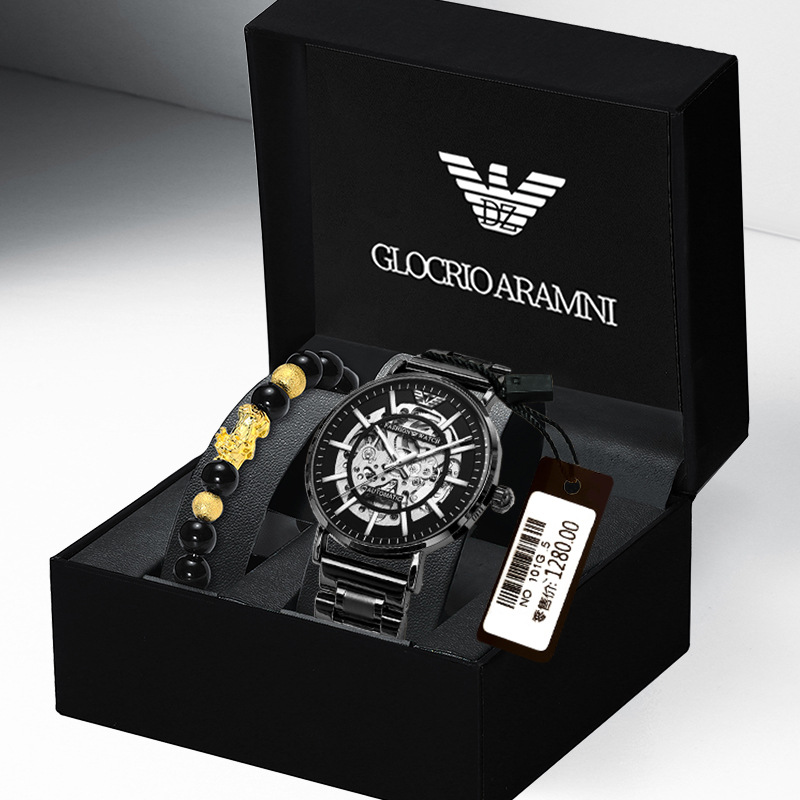 genuine goods Men's Watch Mechanical Watch Men's Watch Student Black Samurai Automatic Tourbillon Hollow Mechanical Watch Men's Fashion
