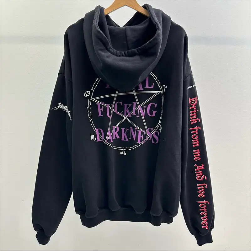 Minimalist English Text Retro Washed Youth Loose Youth OS Large Version Amekaji Tide Plus Size Hooded Sweatshirt