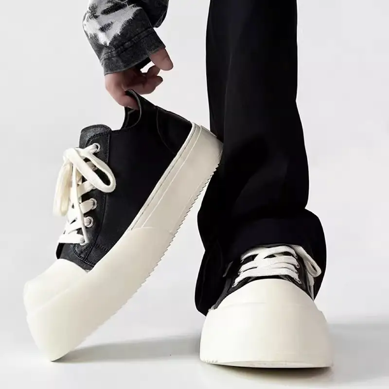 Wang Linkai Same Style Big Head Derby Shoes British Thick Sole Height Increasing Commute Leisure Leather Shoes Summer New Casual Board Shoes
