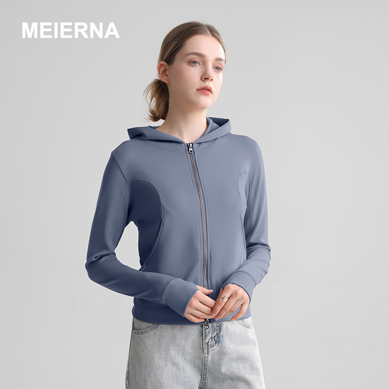 Lulu Sweatshirt Jacket for Women, Slim Fit, Regular Shoulder, Waist-Cinching, Hooded, Affordable Alternative to Sports Suit, Winter Cardigan Top Qd001