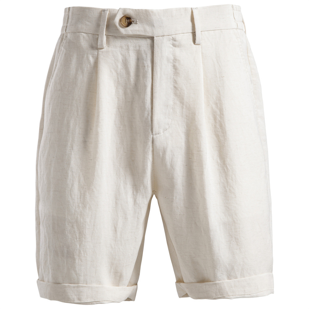 2026 Cross-Border Summer New Style Business Casual Lyocell Cotton Shorts Old Money Style Elastic Waist Five-Point Pants for Men