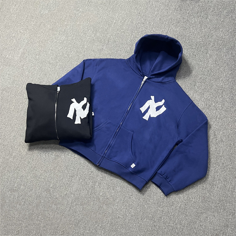 Akimbo American Trendy Brand Logo Printed Club Zip Hoodie Autumn and Winter Zipper Hooded Sweatshirt