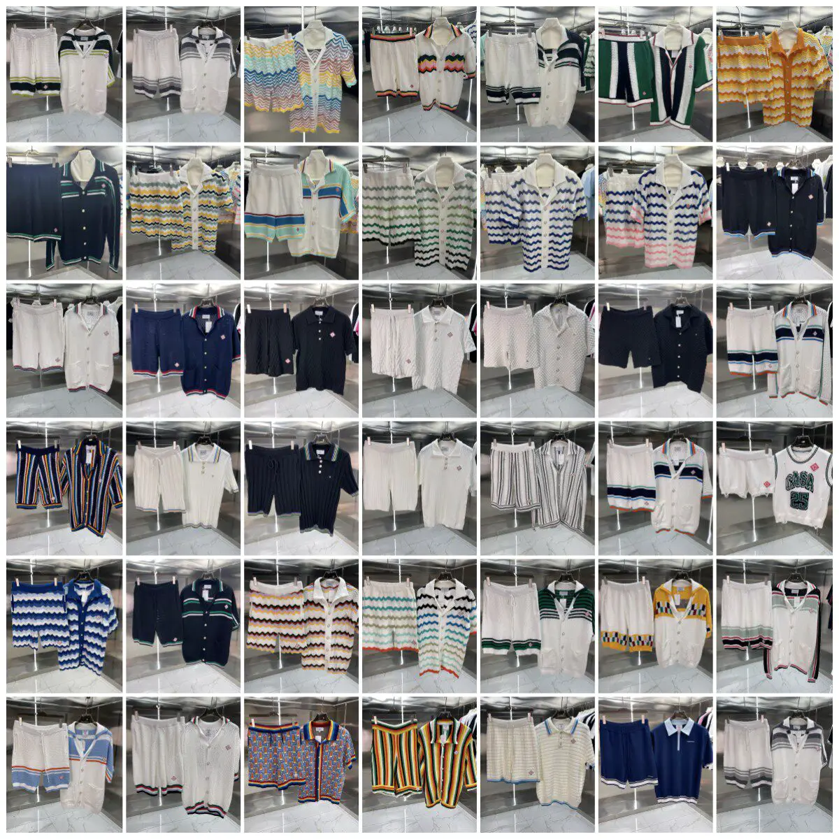Casablanca Tennis Club American Trendy High Street Fashion Casual Cardigan Short-Sleeved Shorts Fashionable Knitted Suit