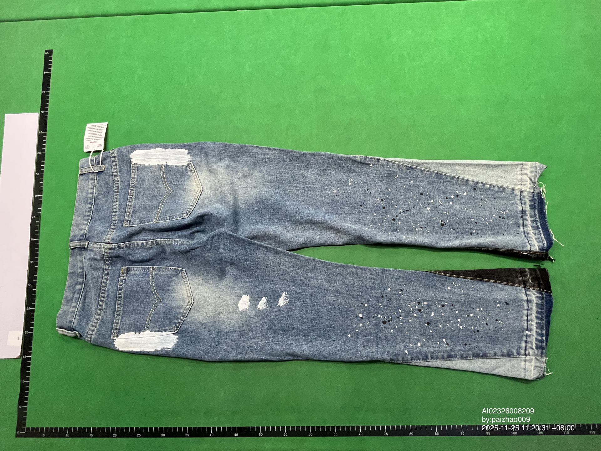 Correct version Gallery dept retro distressed splash-ink tide high street stitching straight wide leg Denim pants for men and women — QC-foto 3