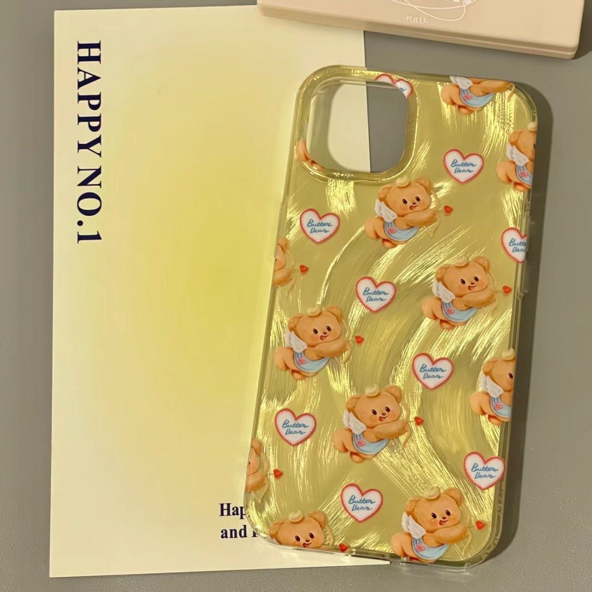 Cute Butter Bear Apple 15promax Phone Case 14/13PRO Soft Case Transparent 11/14PROMAX/12
