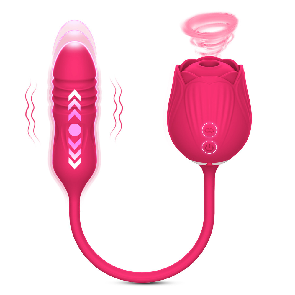 New Rose Telescopic Vibrator-3 for Women 10-Frequency Telescopic 10-Frequency Sucking Double-Headed Vibrating Masturbation Adult Products