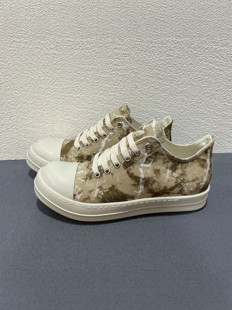 Rric Owees New arrival Canvas Low Ankle Retro Camouflage Shoes Milk-Scented Thick Sole Casual Height-Increasing Sneakers Trendy Shoes for Men