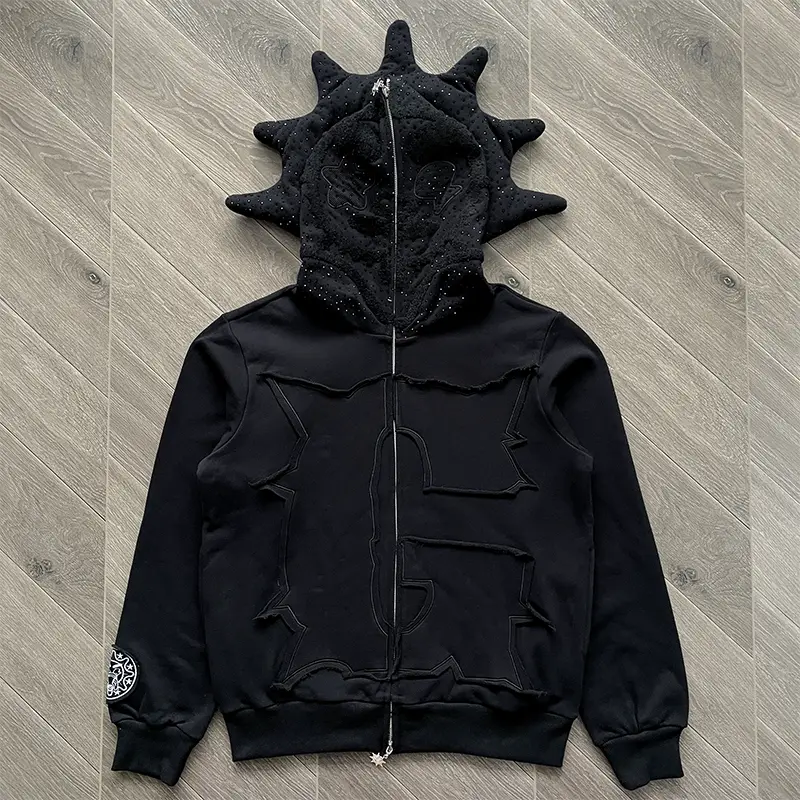 Glo Gang the Glory Full Zip Hoodie Embroidered Rhinestone Hooded Sweatshirt