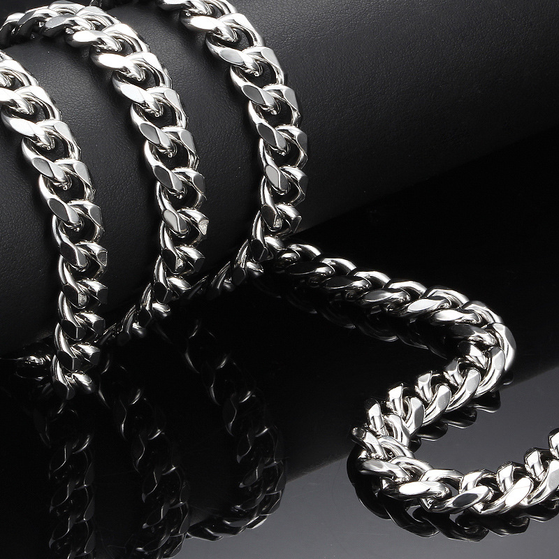 Stainless steel six-sided grinding thick chain jewelry chain diy necklace bracelet fashion hip hop thick chain titanium steel chain