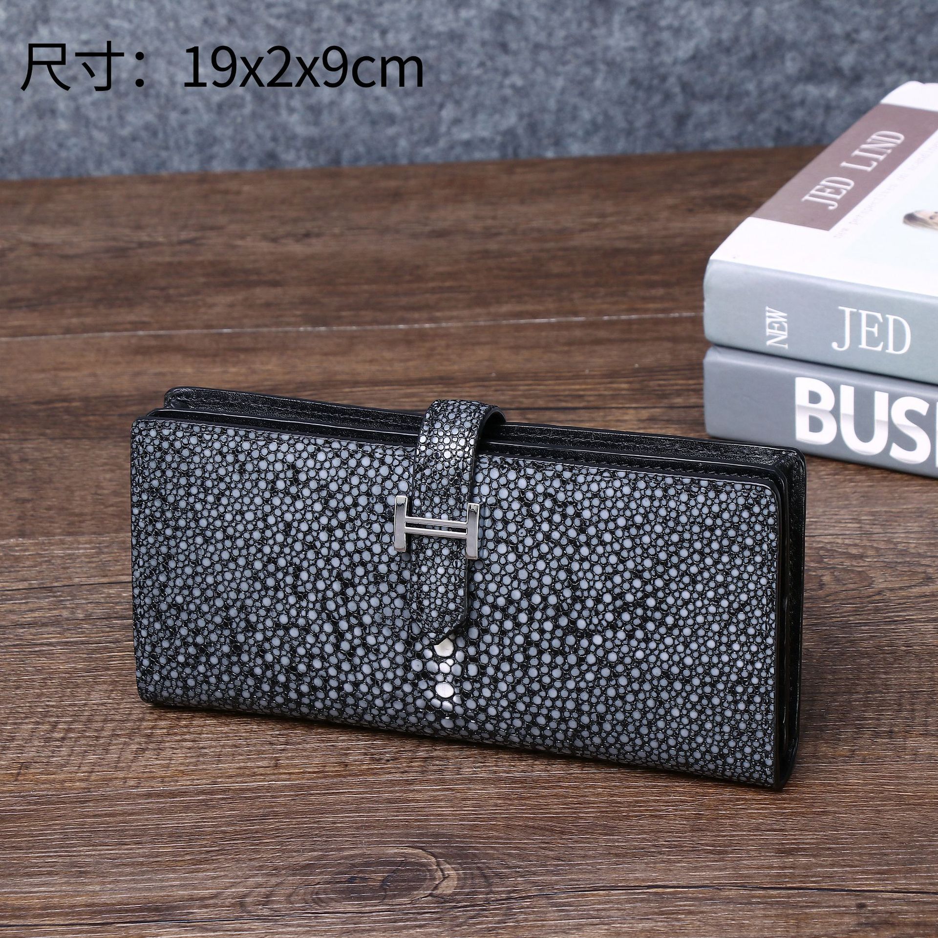 New Glossy Pearl Fish Pattern Wallet, High-End Suit Clip, Men's Clutch Bag, Multi-Functional Multi-Card Slot Mobile Phone Bag, Trendy