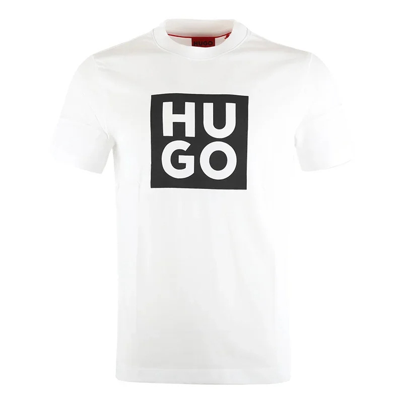 HUGO Pattern White Printing Animation Harajuku Letter T European and American Black European Code Amazon Cotton Same Style Foreign Trade