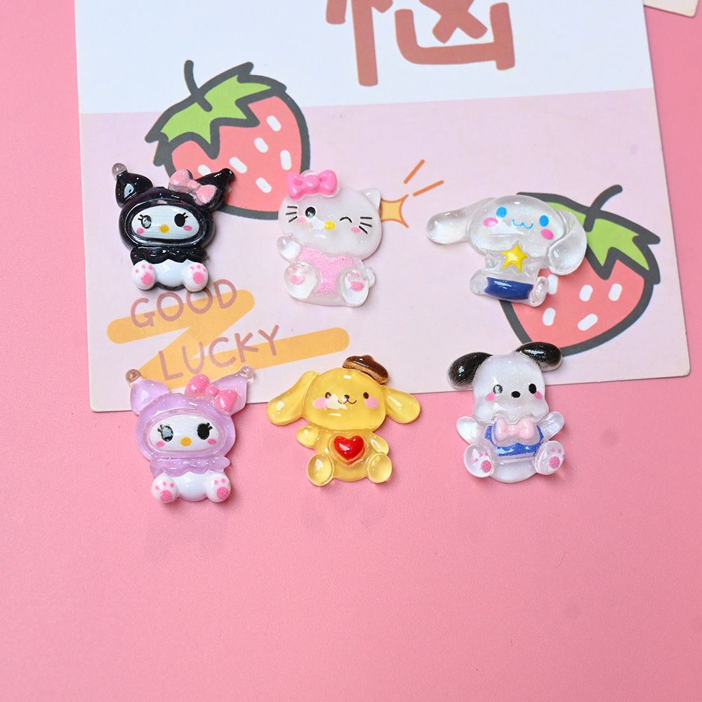 Transparent Color Sanrio Sit Coulomi Cartoon Super Cute Resin Accessories DIY Cream Gel Accessories Hairpin Mobile Phone Case