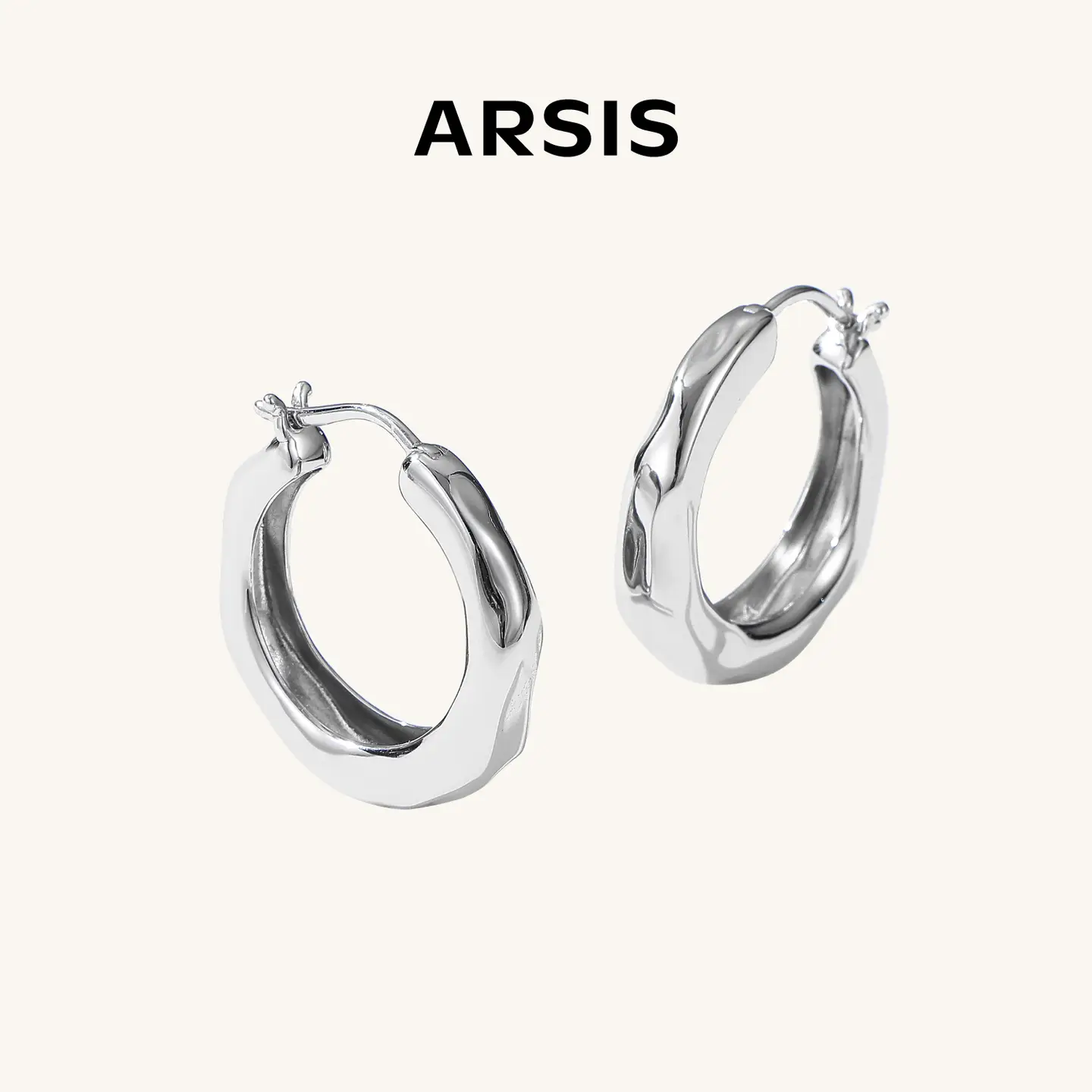 [Official Authentic Products] Arsis Rippling Ear Ring Niche Style French Female Silver Pigment Ring Earrings Ear Studs Design Earrings