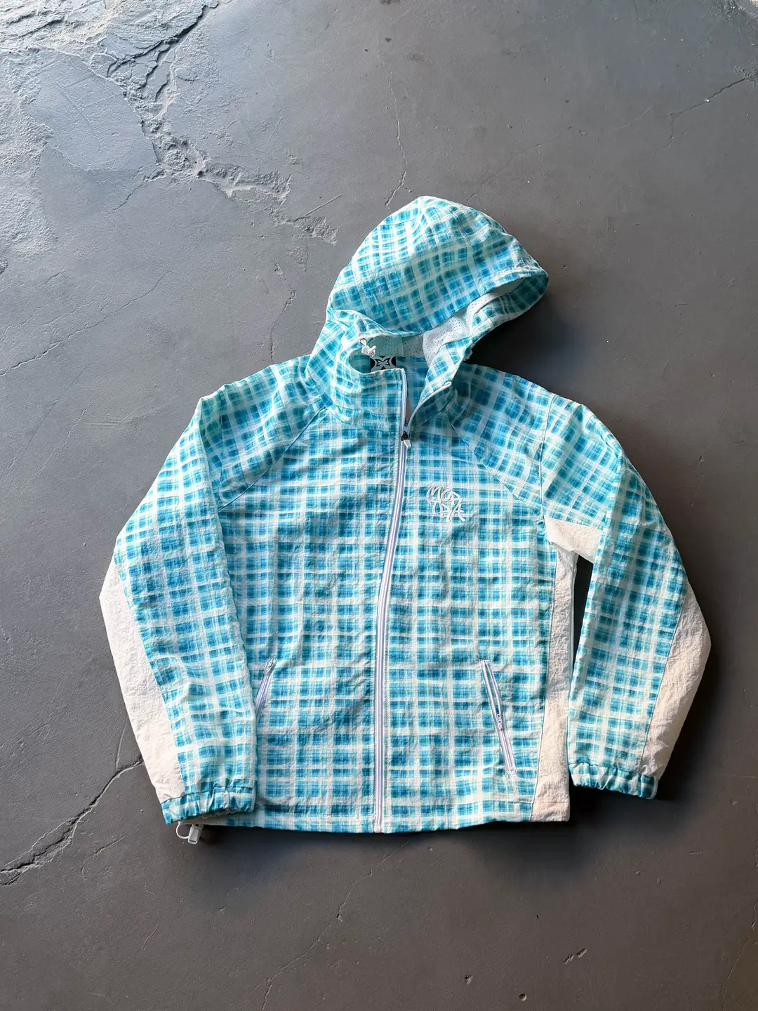 High-Quality Mertra Asymmetric Plaid Hooded Jacket, Jacket, Trendy Brand Hip-Hop Rap Street Wear