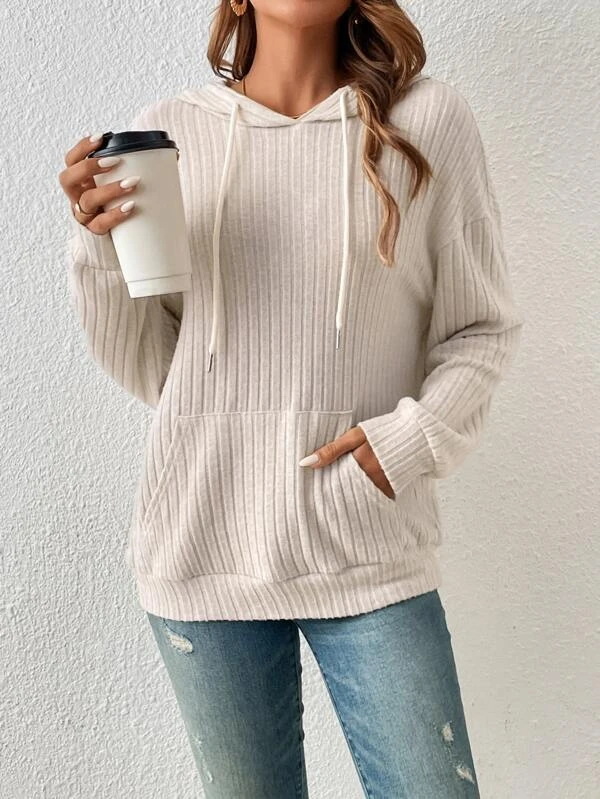 2025 Autumn and Winter New Cross-Border European and American Clothing Amazon Knitwear Temu Hooded Pit Strip Kangaroo Flap Pocket Pants Sweatshirt