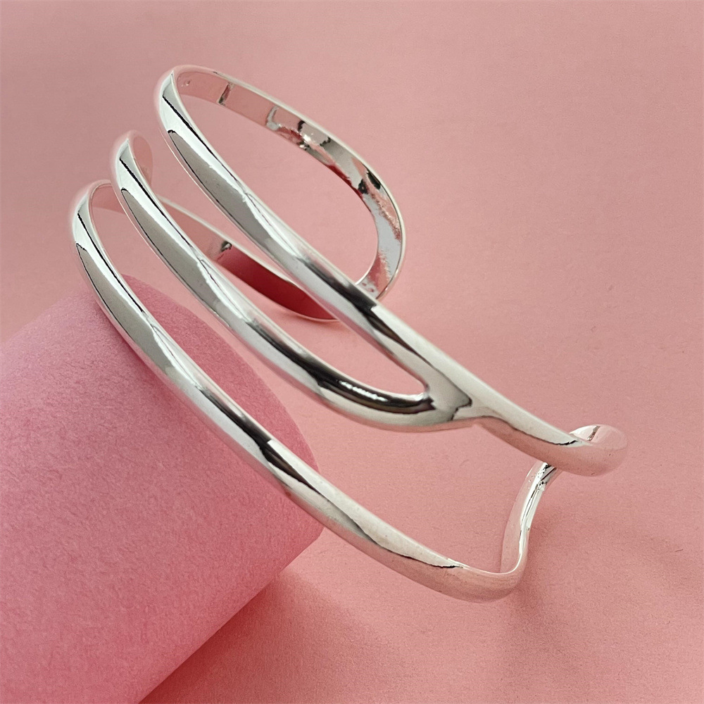Foreign trade export silver-plated three-line bracelet net red popular in stock supply bracelet in stock wholesale