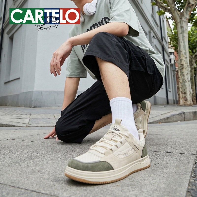 Cartelo Crocodile Men's Casual Shoes 2026 Summer New Breathable Mesh Men's Sneakers Retro Mesh Sneakers