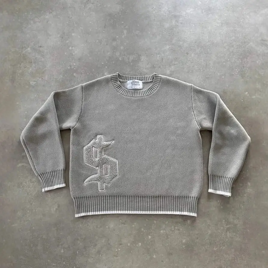 LH31- Cross border European and American retro street casual loose long sleeved top for autumn and winter warmth, round neck knitted sweater for men