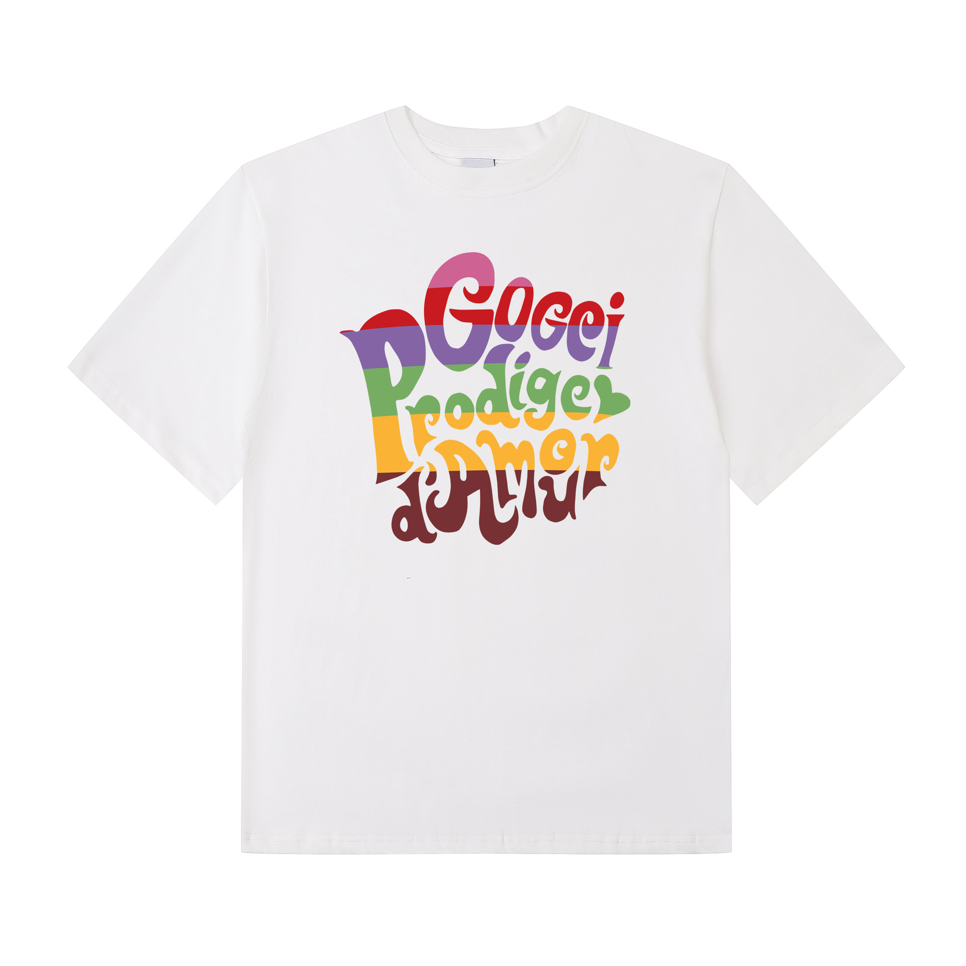Cross-Border Summer New Wholesale Colorful Letter Print Pattern Round Neck Short-Sleeved Shirt Unisex Drop Shoulder T-Shirt