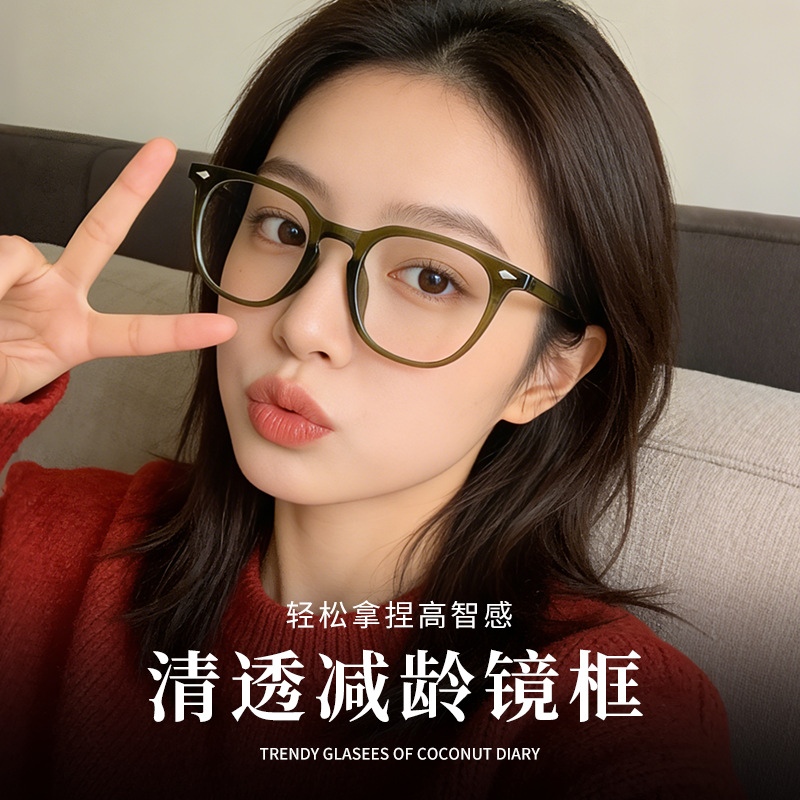Korean-Style High-Intelligence Tr Glasses Frame, Brown Prescription Glasses for Women, Model 30601, Natural Look Optical Eyeglass Frame, Danyang Eyewear