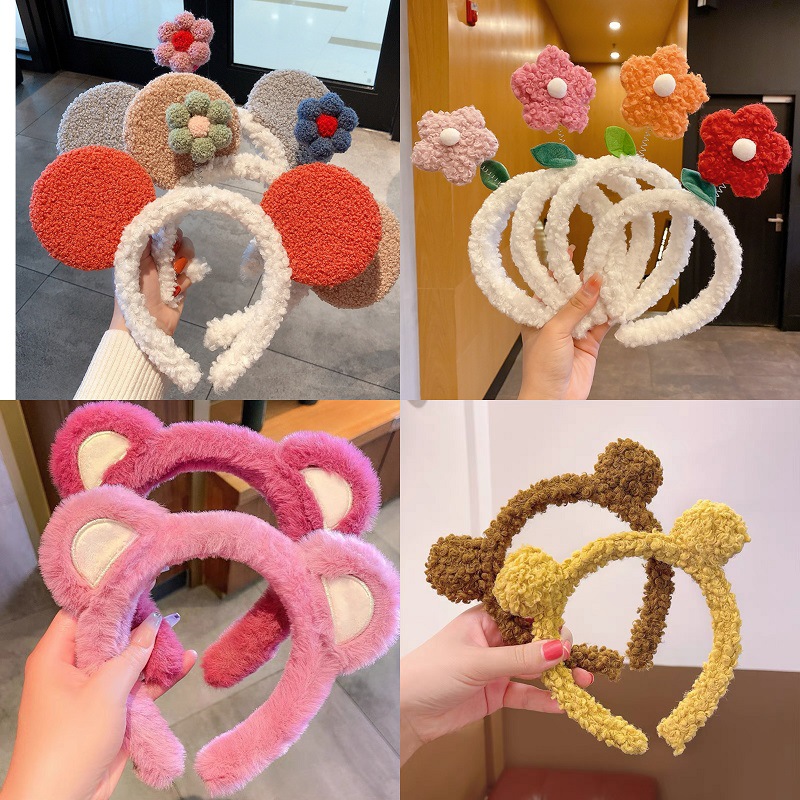 Wash face pressure hair band wholesale Korean version of Korea cute small flower hair band plush non-slip head band hair band versatile