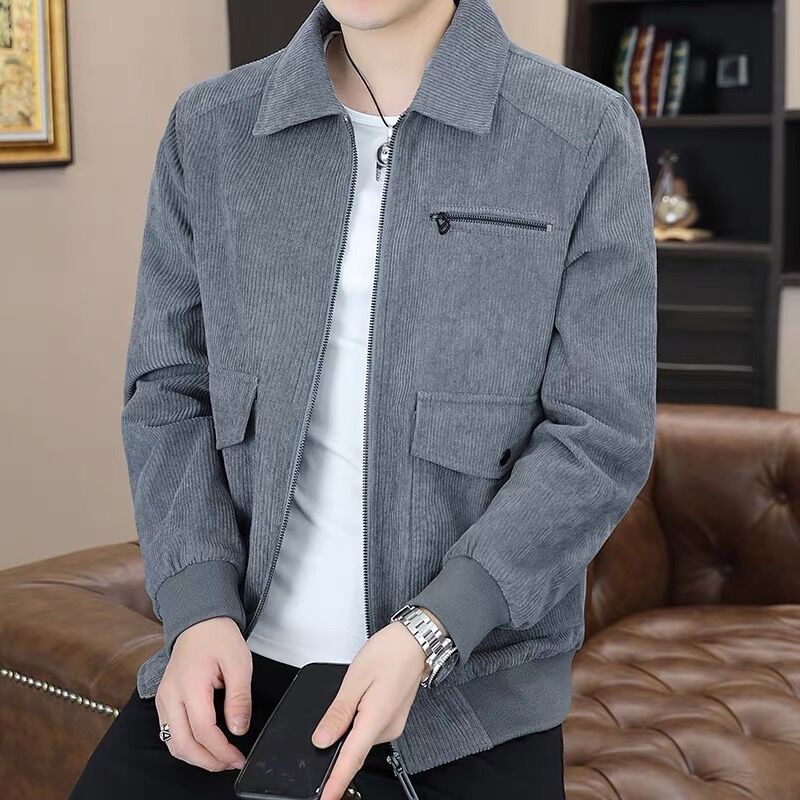 Men's Jacket Spring and Autumn 2024 New Korean Fashionable All-match Corduroy Casual Jacket Fashionable Outer Clothes Men's Wear