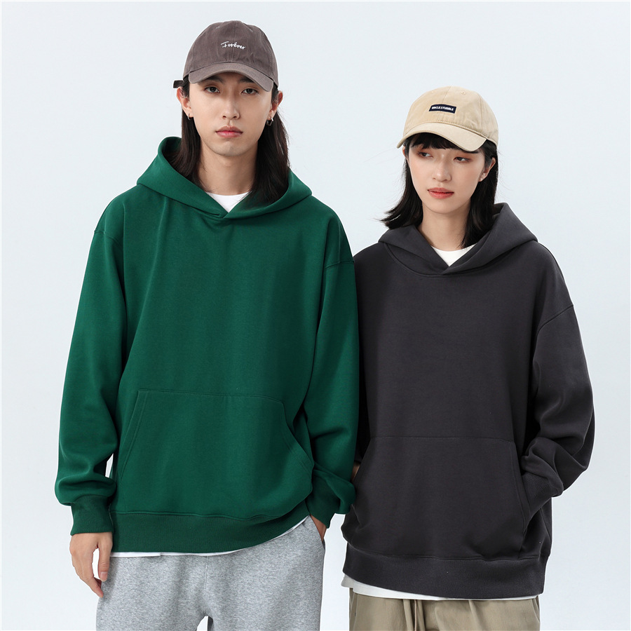 500g Heavy Plus Velvet Shoulder Sweatshirt Pullover Hooded Loose Trendy Brand Lamb Velvet Class Sweatshirt Printing LOGO