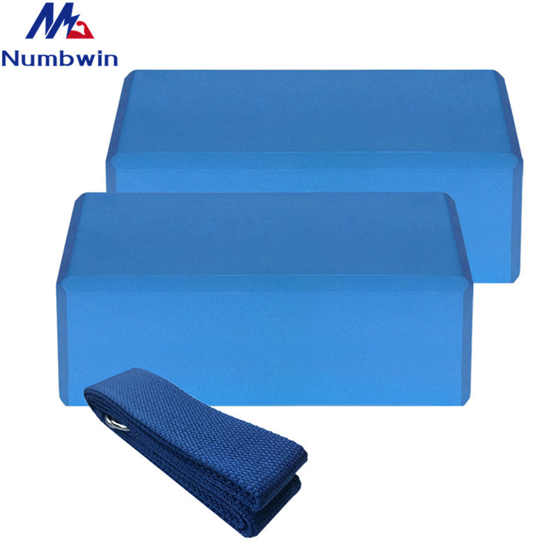 Yoga Bricks Three-Piece Set of 2 Yoga Bricks Plus 1 Stretch Belt for Practice Split Brick Stretching Dance Yoga Tension Belt