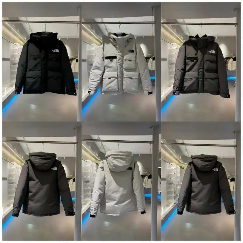 T.H.F Multi-pocket cargo hooded down jacket high quality