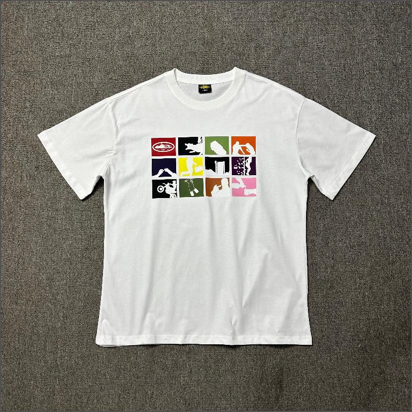 Cross-Border Trendy Brand Letter Print Logo Men's and Women's High Street Campus Round Neck American Casual Short-Sleeved T-Shirt
