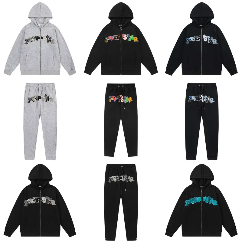 美式Trapstar开衫卫衣hoodie男女情侣ins高街秋冬加绒连帽衫外套