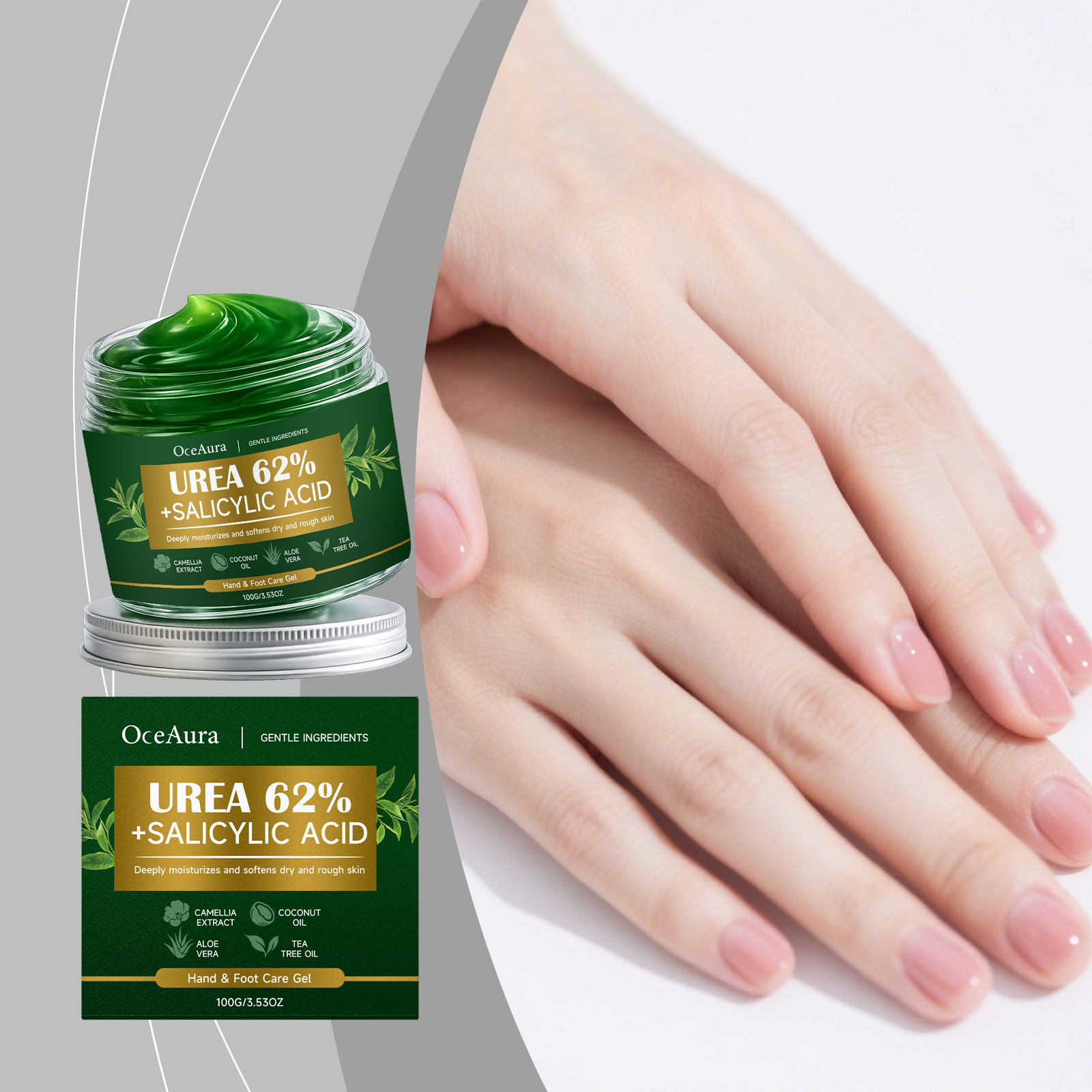 Oceaura Hand and Foot Care Gel Gentle Care for Hands, Feet, and Nails, Nourishing and Shining Nail Surface Care Gel